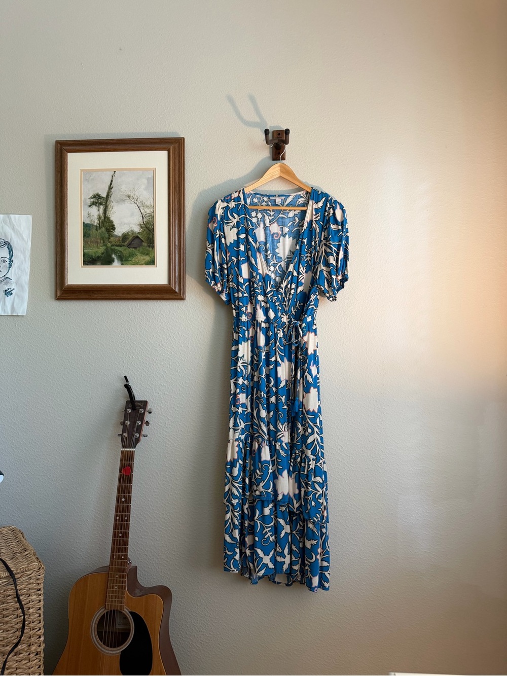 Knox Rose Blue and White Floral Maxi Wrap Dress